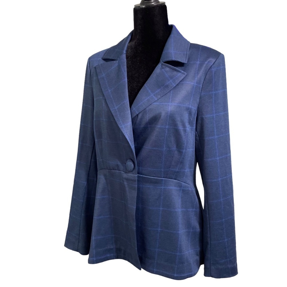 Cabi 5475 Sunset Kiss Navy Blue Windowpane Check Blazer Women’s 8